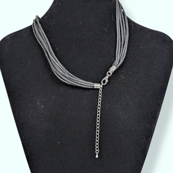 Vintage 7-Strand Rhinestone Cord Necklace - Picture 4 of 5